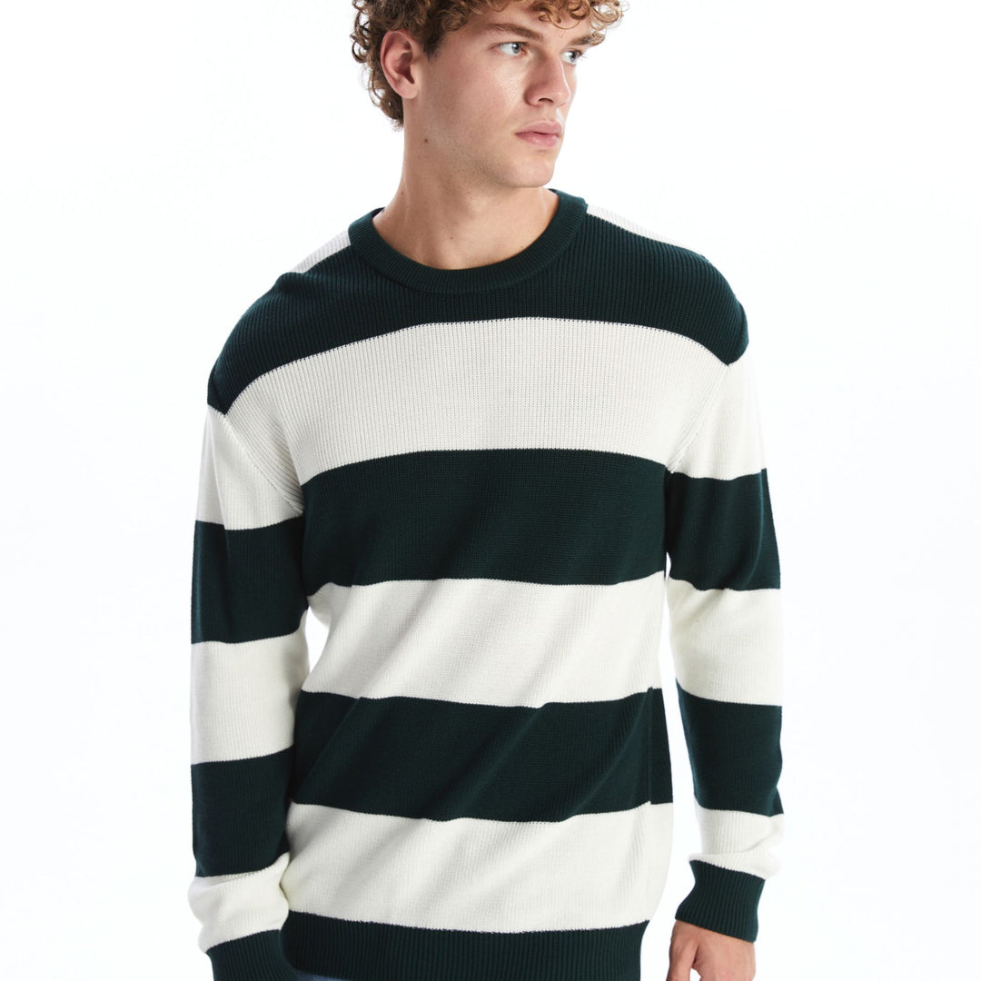 Moudda LC Waikiki - Pull rayé en tricot Homme Vert - Tunisie 1