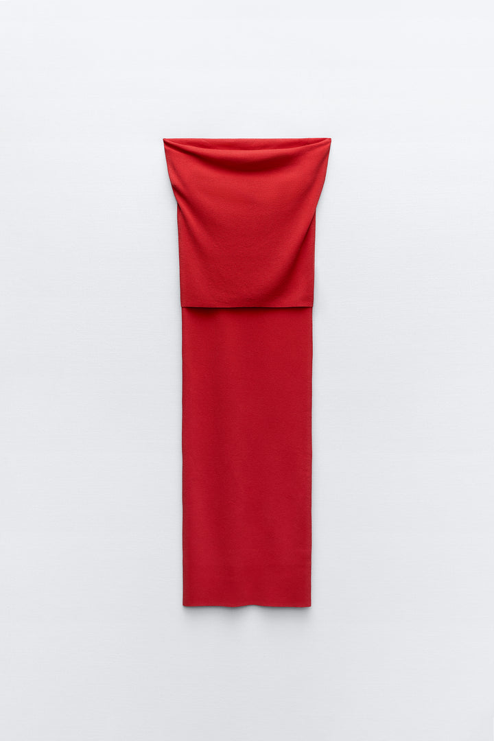 Robe Midi Épaules Dénudées Manches Courtes