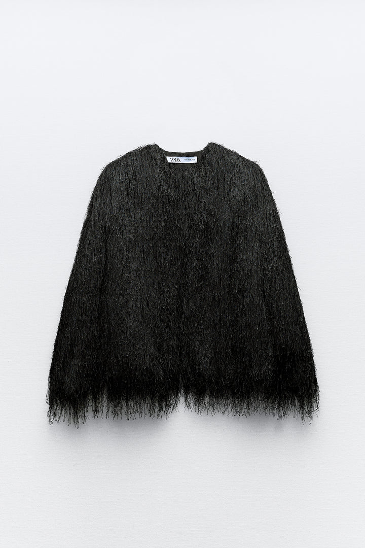 Veste carrée avec franges partout**
