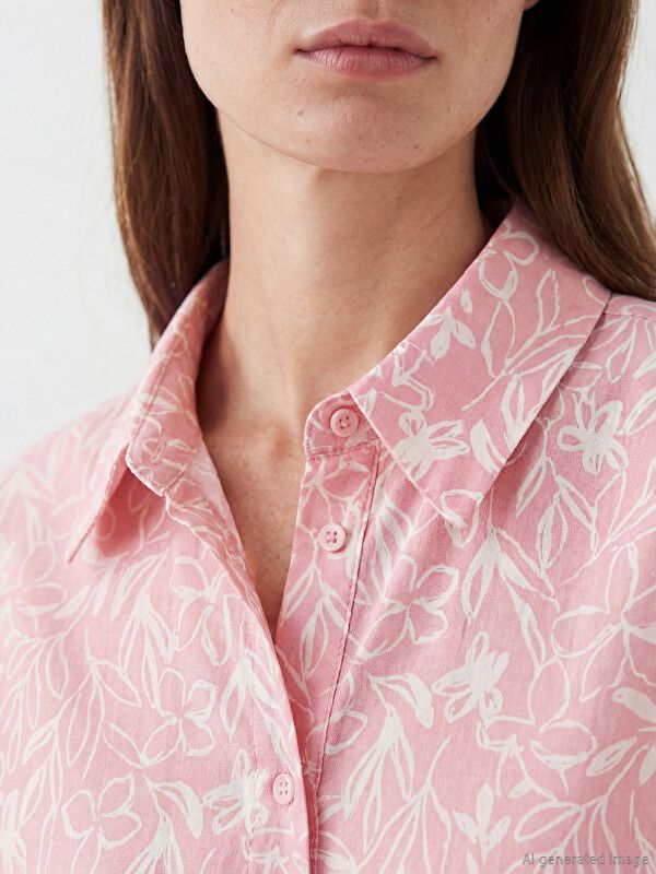 Moudda LC Waikiki - Tunique manches longues en tissu pour Femme couleur Rose imprimé - Tunisie 3