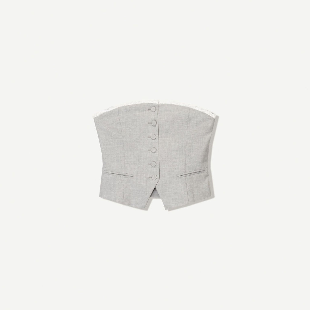 Moudda BERSHKA - Gilet Off-Shoulder - Bi-matière (Gris Vigo) - Tunisie 1