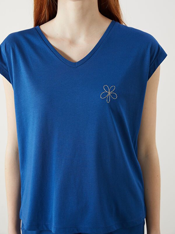 Moudda LC Waikiki - Pyjama jersey manches courtes Femme Bleu foncé - Tunisie 3