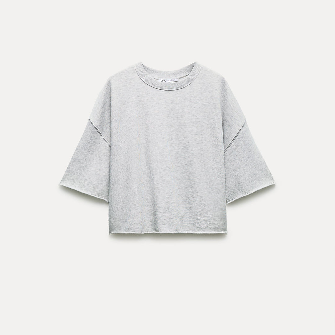 Moudda ZARA - Gris Vigo – sweat terry manches courtes col rond - Tunisie 2
