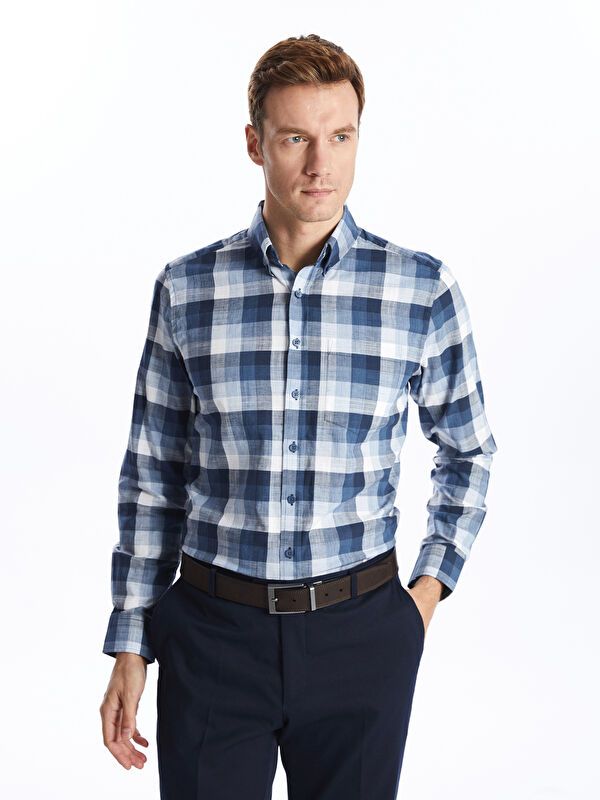 Moudda LC Waikiki - Chemise à carreaux manches longues en tissu pour Homme - Tunisie 1
