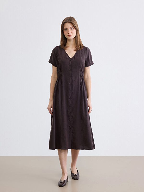 Moudda LC Waikiki - Robe maternité à manches courtes pour Femme couleur Marron foncé - Tunisie 2