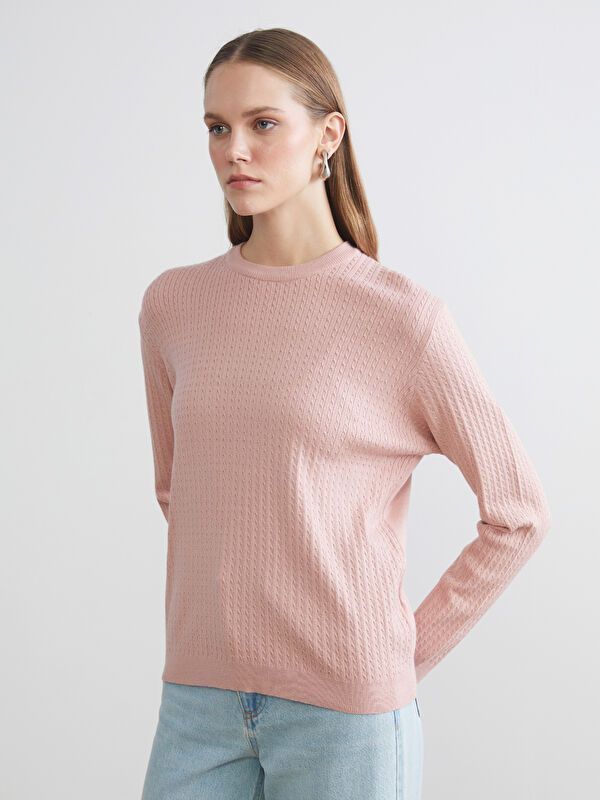 Moudda LC Waikiki - Pull mi-saison en tricot couleur Rose pour femmes - Tunisie 1