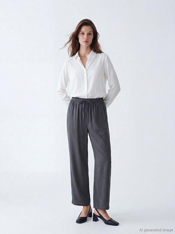 Moudda LC Waikiki - Pantalon fin en tissu pour Femme couleur Anthracite - Tunisie 1