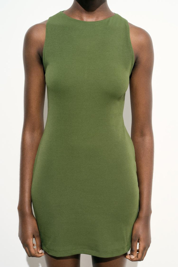 Robe Courte Dos Nu Sans Manches Coton Lycra