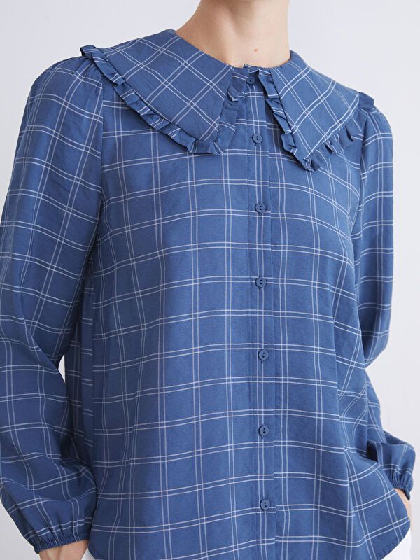 Moudda LC Waikiki - Chemise tissée manches longues Femme Carreaux marine - Tunisie 3