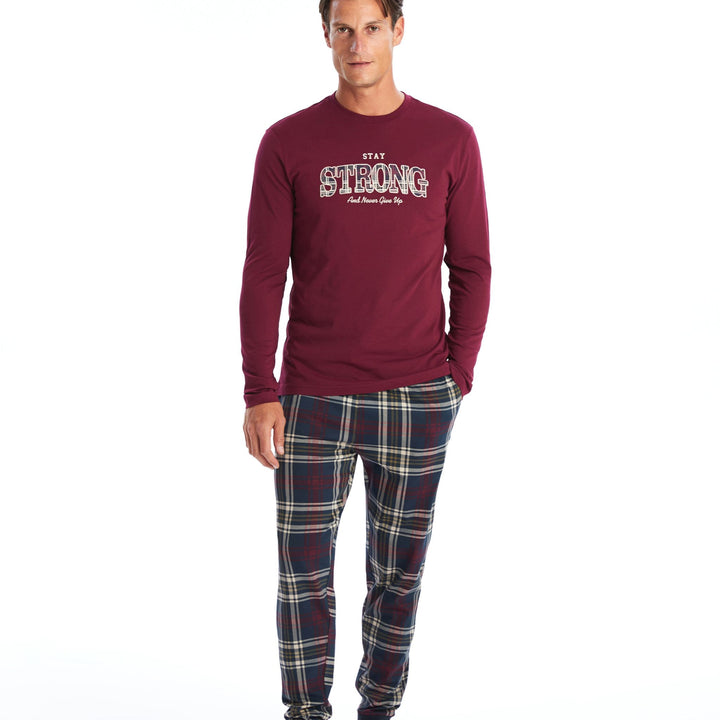 Moudda LC Waikiki - Pyjama jersey manches longues + pantalon long Homme Imprimé marine - Tunisie 1