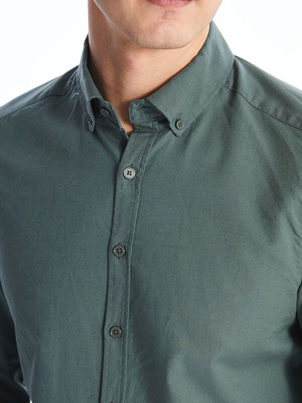 Moudda LC Waikiki - Chemise tissée manches longues Homme Vert foncé - Tunisie 3