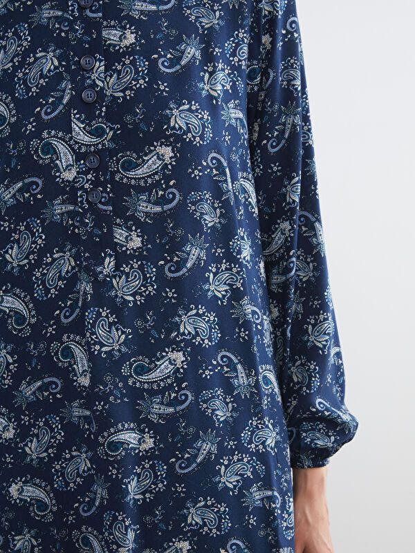 Moudda LC Waikiki - Tunique tissée imprimée manches longues Femme Imprimé à l'indigo - Tunisie 3