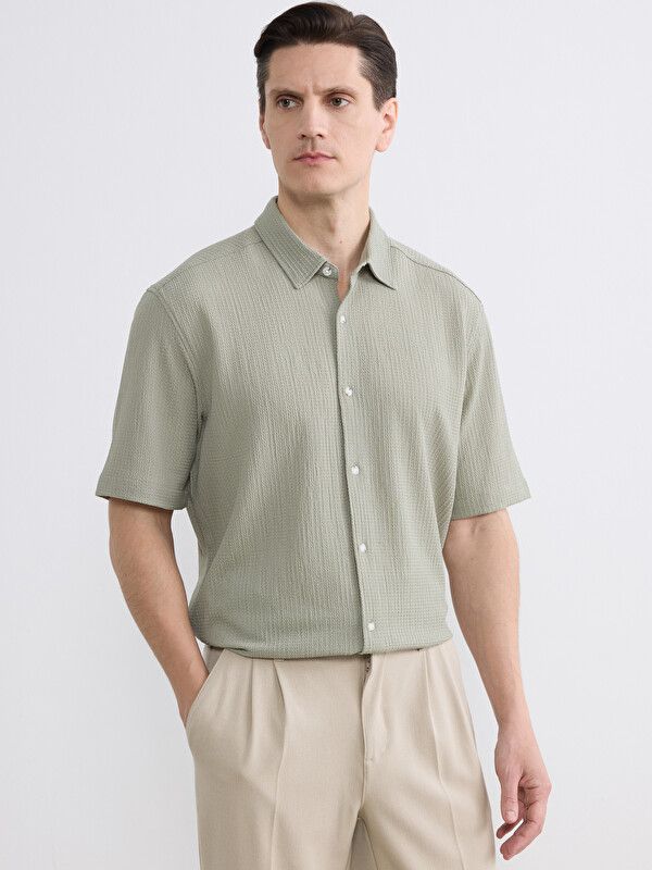 Moudda LC Waikiki - Chemise manches courtes en tissu pour Homme couleur Vert clair - Tunisie 1