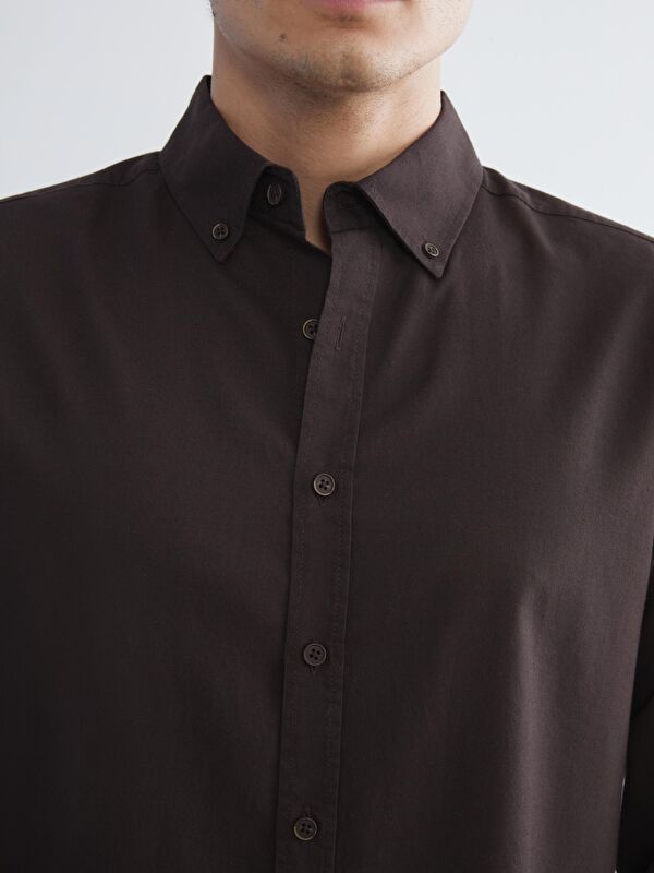 Moudda LC Waikiki - Chemise tissée manches longues Homme Brun - Tunisie 3