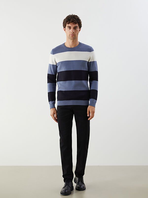 Moudda LC Waikiki - Pull rayé en tricot Homme Bleu terne - Tunisie 2