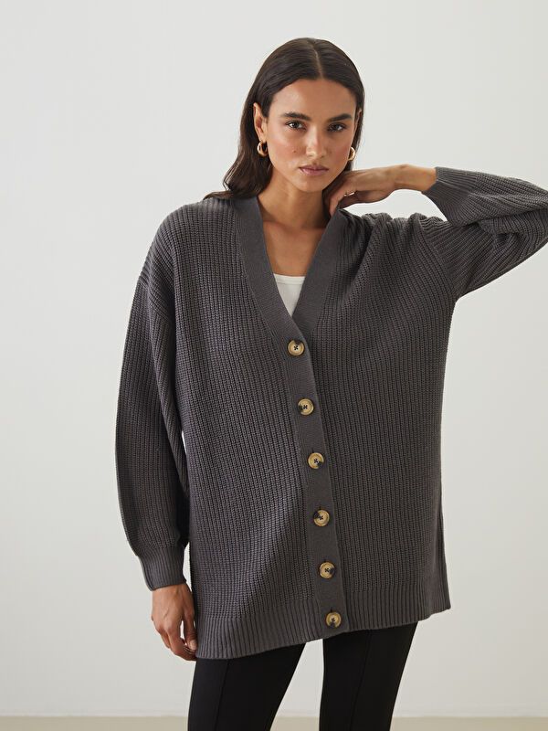 Moudda LC Waikiki - Cardigan en tricot Femme Gris foncé - Tunisie 1