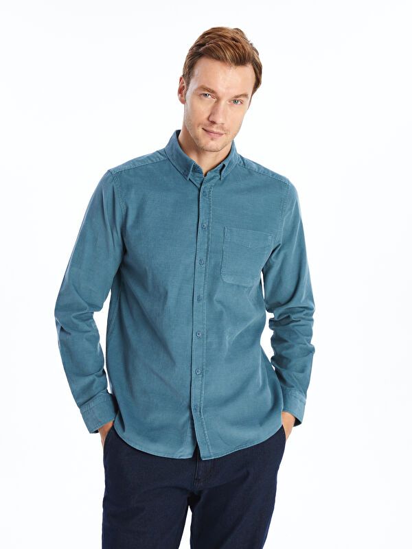 Moudda LC Waikiki - Chemise tissée manches longues Homme Bleu cobalt - Tunisie 1