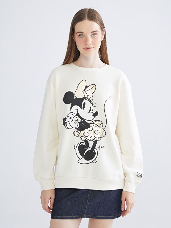 Moudda LC Waikiki - Sweatshirt en jersey sous licence Femme Beige clair - Tunisie 1