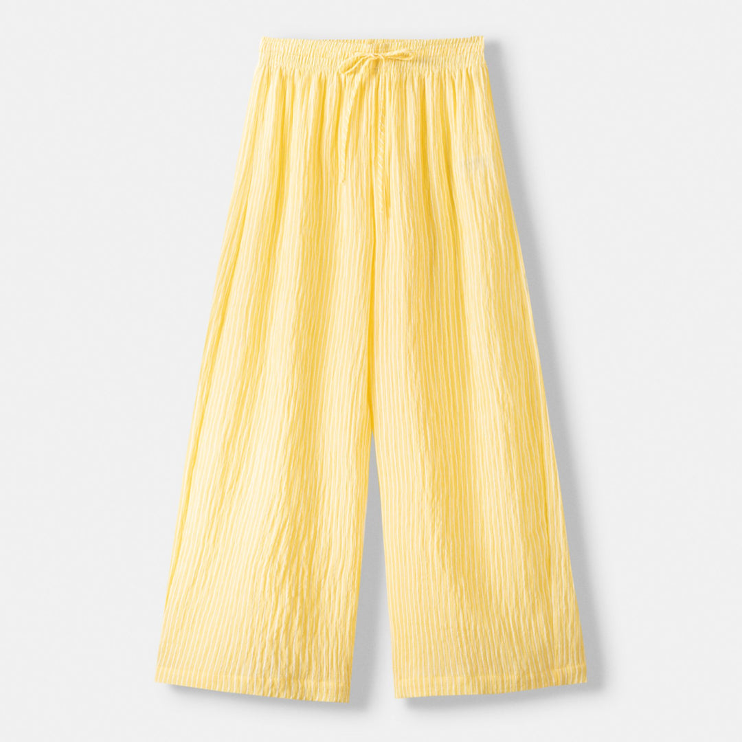 Moudda BERSHKA - Pantalon pyjama jaune rayé en seersucker - Tunisie 1