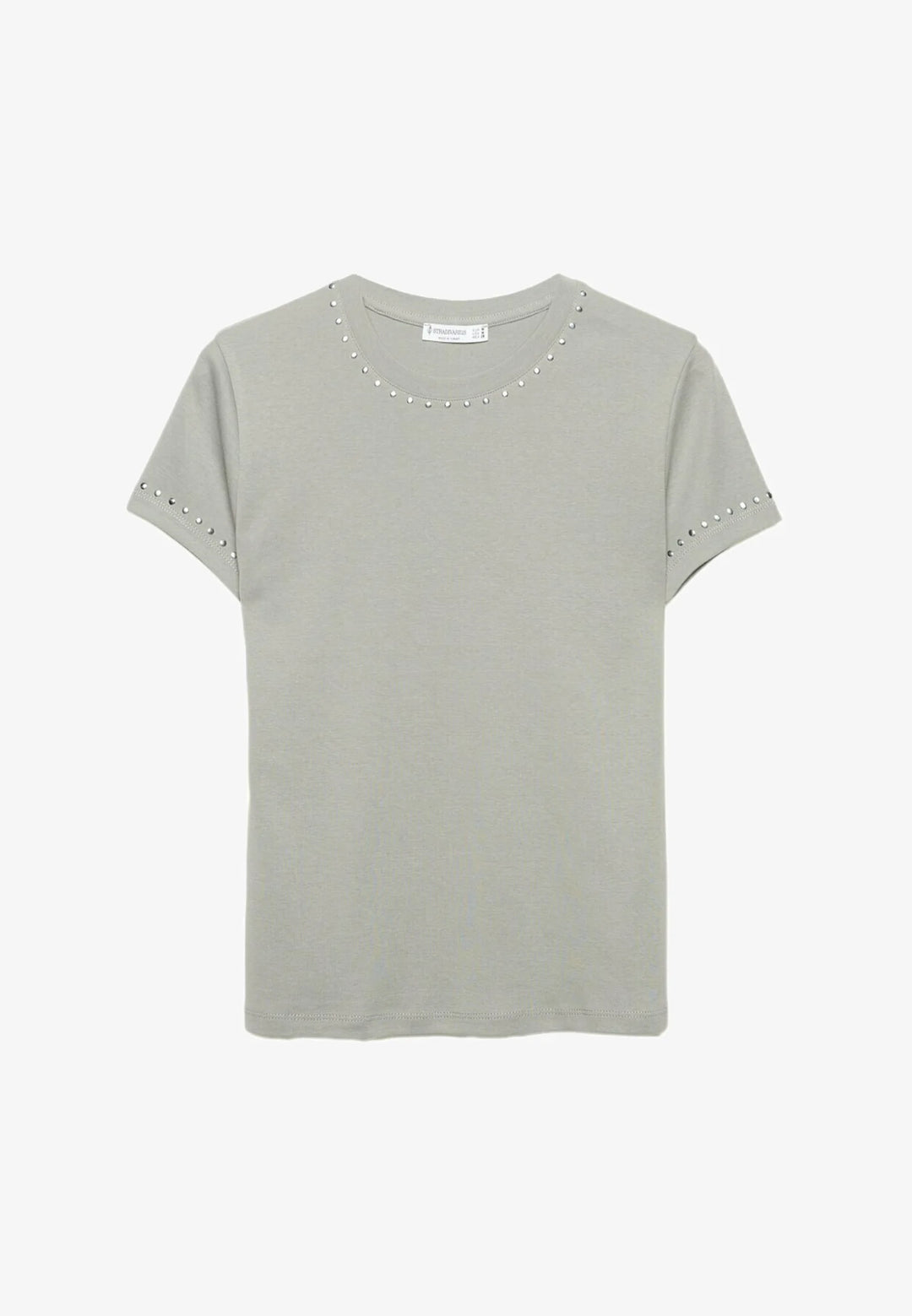 T-Shirt Regular Manches courtes Col Rond Fitted avec Détail Clous