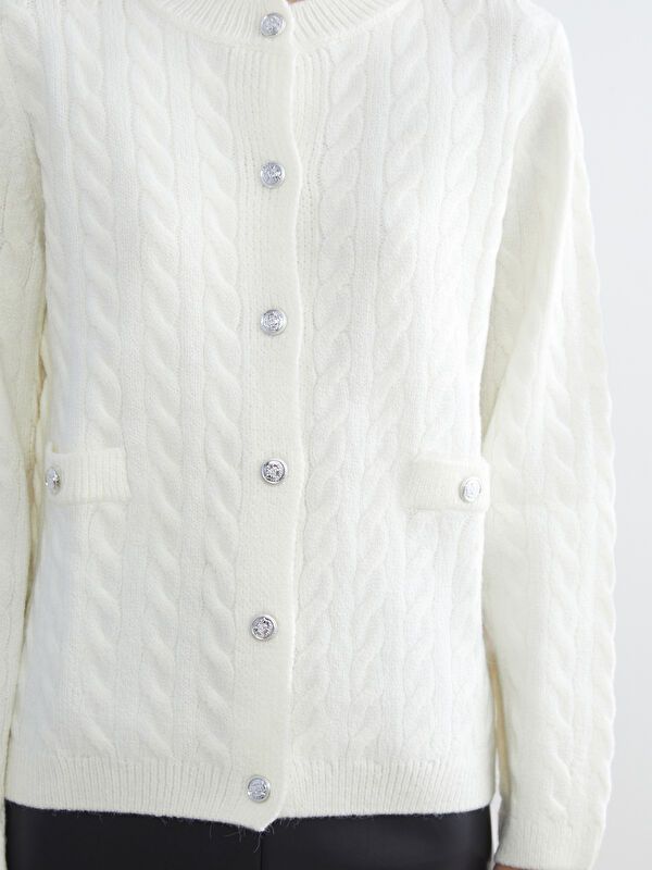 Moudda LC Waikiki - Cardigan tricot épais Femme Ecru - Tunisie 3