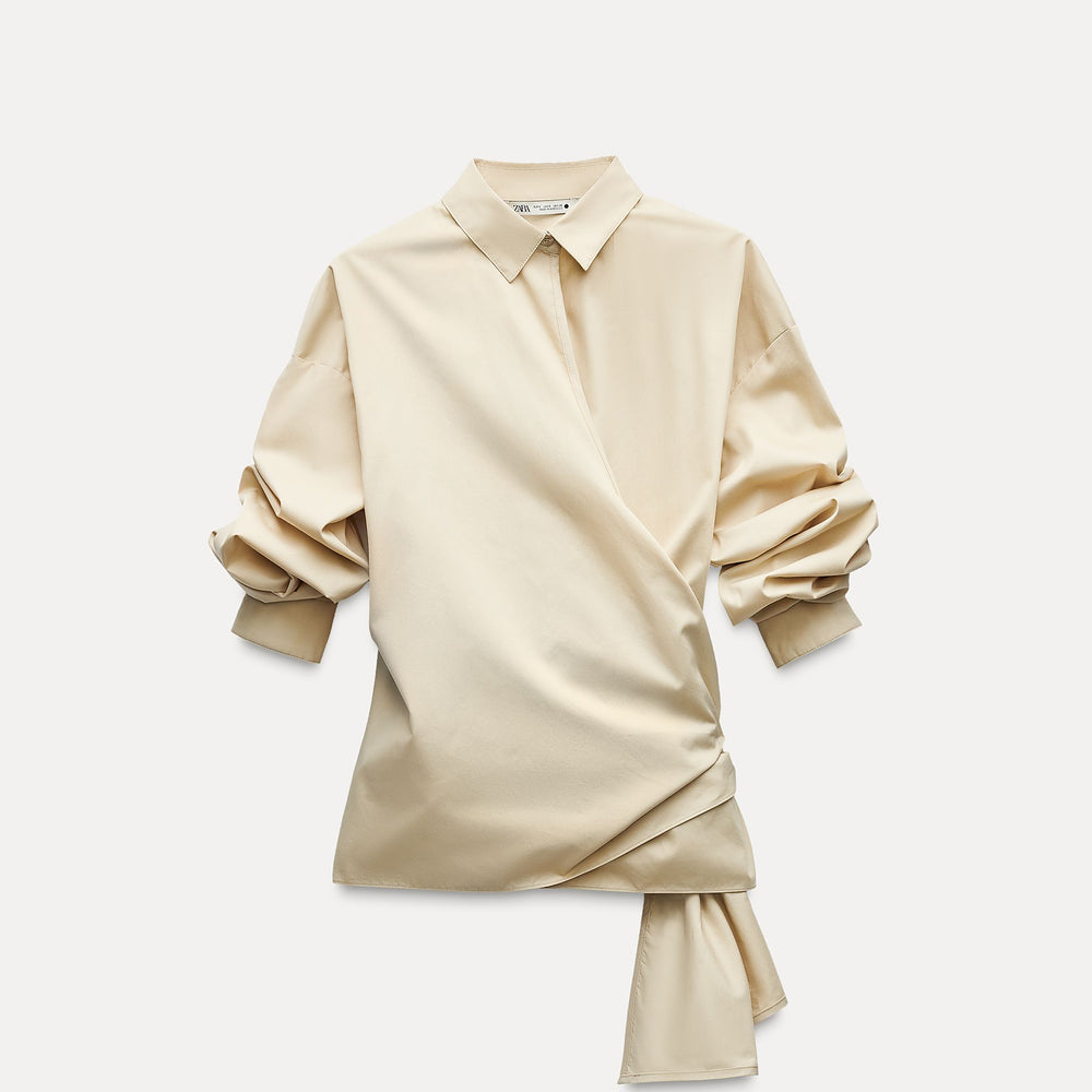 Moudda ZARA - La chemise popeline col en V et manches retroussées - Tunisie 2