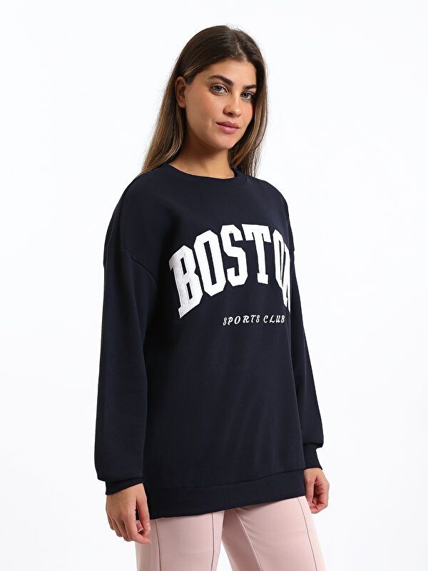 Moudda LC Waikiki - Sweatshirt en jersey couleur Bleu marine pour femmes - Tunisie 4