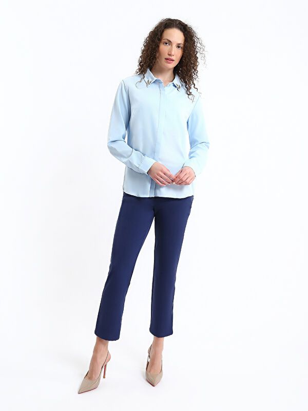 Moudda LC Waikiki - Pantalon tissé moyen Femme Bleu marine claire - Tunisie 1