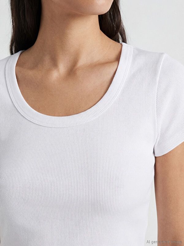 Moudda LC Waikiki - Body manches courtes en jersey pour Femme couleur Blanc - Tunisie 3
