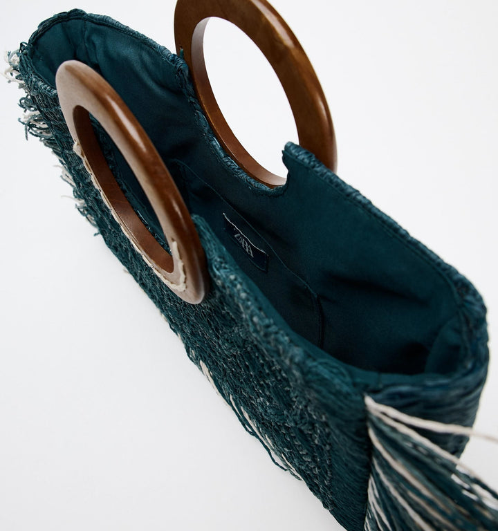 Moudda ZARA - Sac shopper horizontal raphia anse bois - Tunisie 2