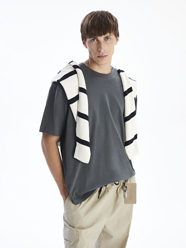 Moudda LC Waikiki - T-shirt jersey basique manches courtes Homme Gris foncé - Tunisie 1