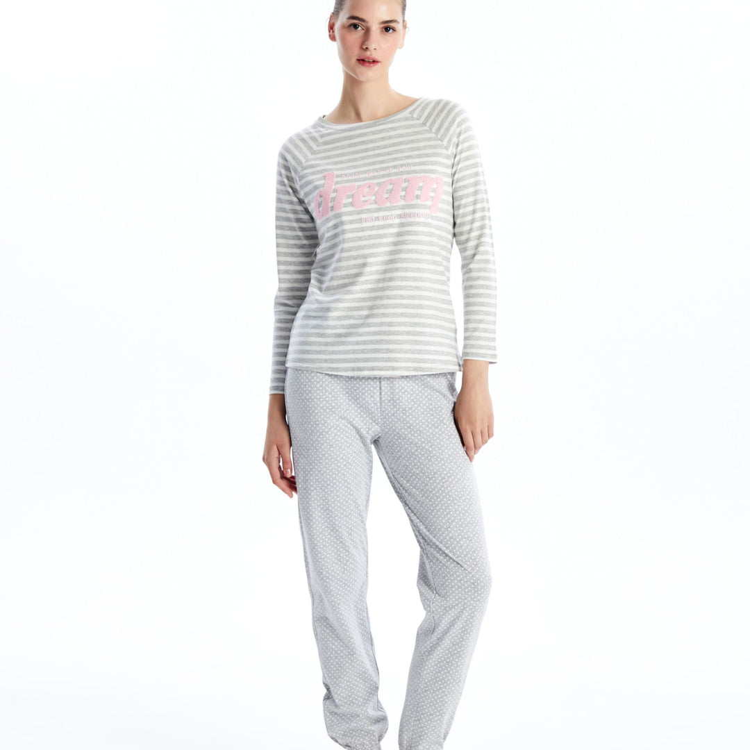 Moudda LC Waikiki - Pyjama en jersey manches longues Femme Mélange gris à - Tunisie 2