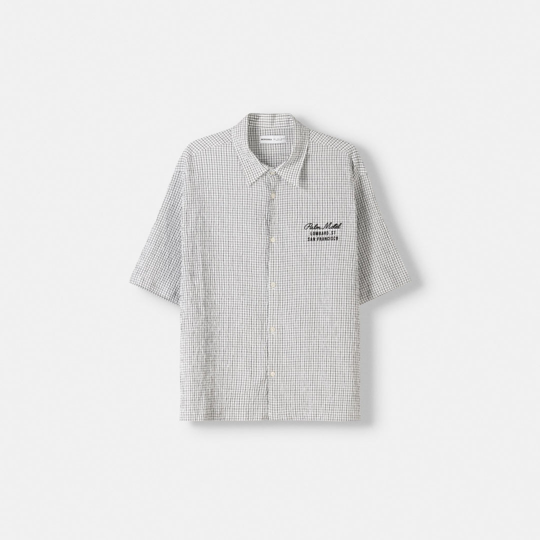 Moudda BERSHKA - Chemise boxy carreaux brodée - Tunisie 1