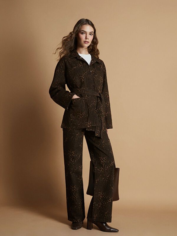 Moudda LC Waikiki - Pantalon tissé en denim Femme Imprimé marron - Tunisie 1