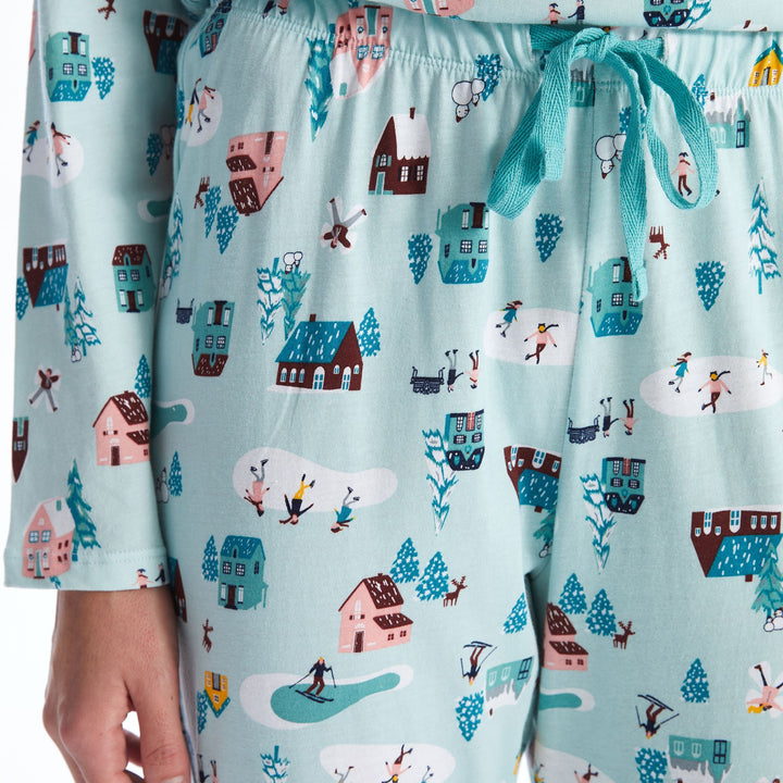 Moudda LC Waikiki - Pyjama en jersey manches longues Femme Bleu pastel imprimé - Tunisie 3