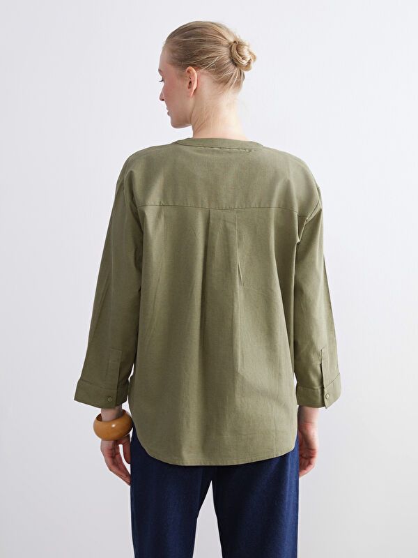 Moudda LC Waikiki - Chemise tissée manches longues Femme Kaki - Tunisie 4