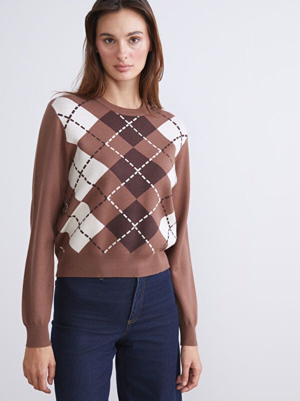 Moudda LC Waikiki - Pull tricot moyen Femme Brun - Tunisie 1