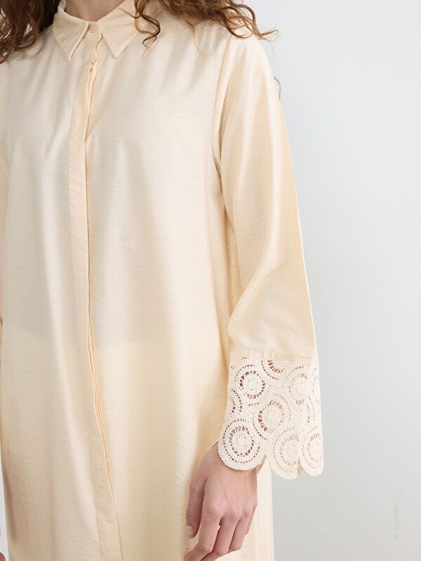 Moudda LC Waikiki - Tunique manches longues en tissu pour Femme couleur Beige clair - Tunisie 3