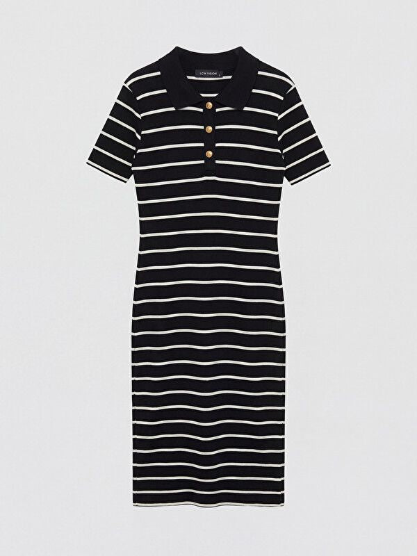 Moudda LC Waikiki - Robe à manches courtes pour Femme couleur Noir rayé - Tunisie 1