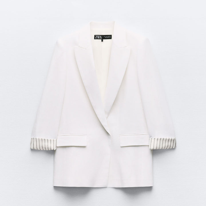 Moudda ZARA - Veste tailleur en lin poignet imprimé - Tunisie 1