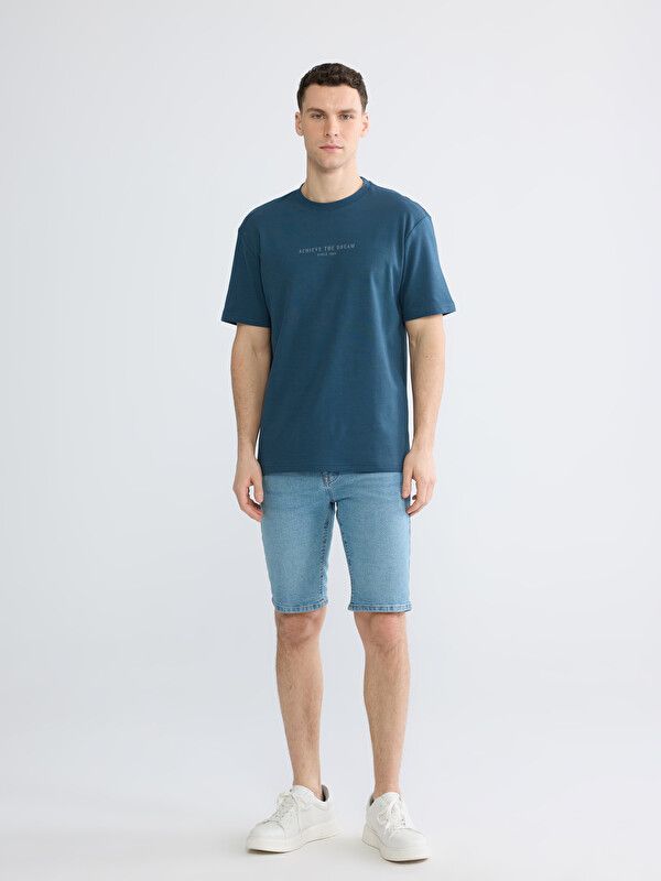 Moudda LC Waikiki - T-shirt imprimé manches courtes en jersey pour Homme couleur Bleu pétrol - Tunisie 2