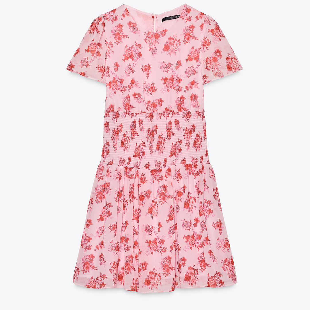 Moudda ZARA - Robe Courte Georgette - Fermée & Élastiques Taille Imprimée - Tunisie 1