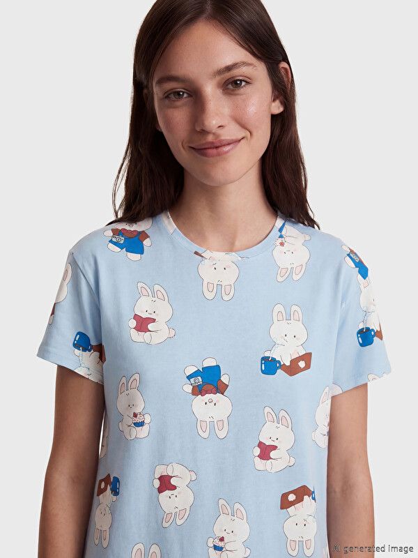 Moudda LC Waikiki - Chemise de nuit pour Femme couleur Bleu imprimé - Tunisie 2