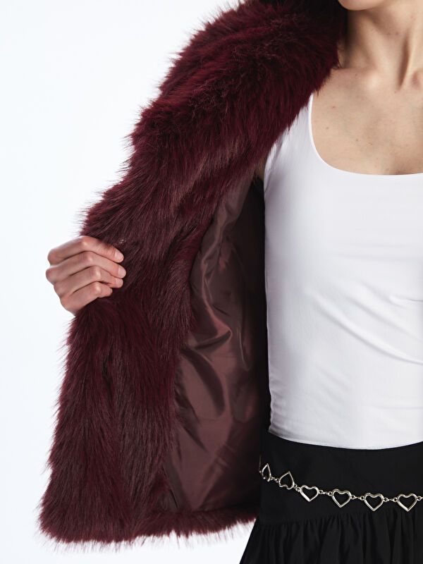 Moudda LC Waikiki - Manteau effet laine Femme Bordeaux - Tunisie 4