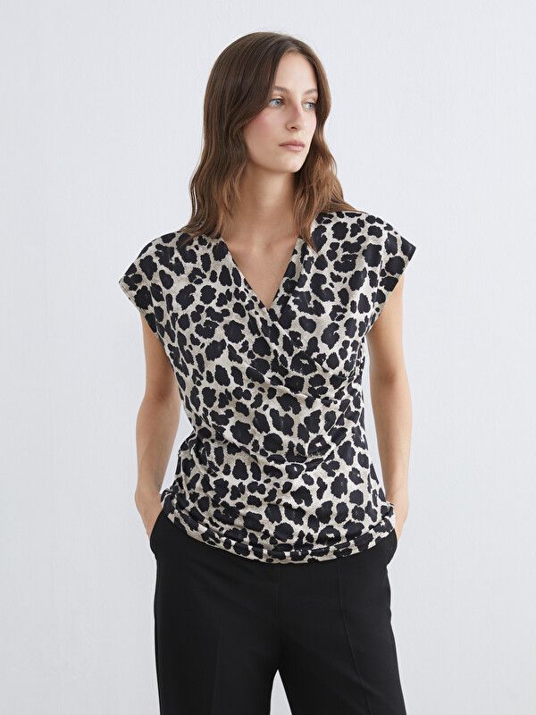 Moudda LC Waikiki - Body manches courtes en jersey pour Femme couleur Noir imprimé - Tunisie 1
