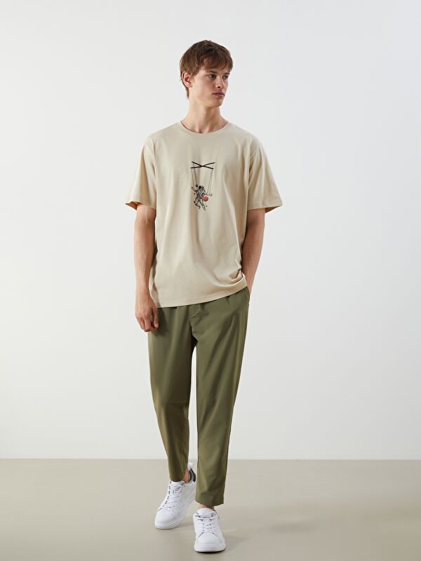 Moudda LC Waikiki - T-shirt imprimé en jersey manches courtes Homme Beige - Tunisie 2