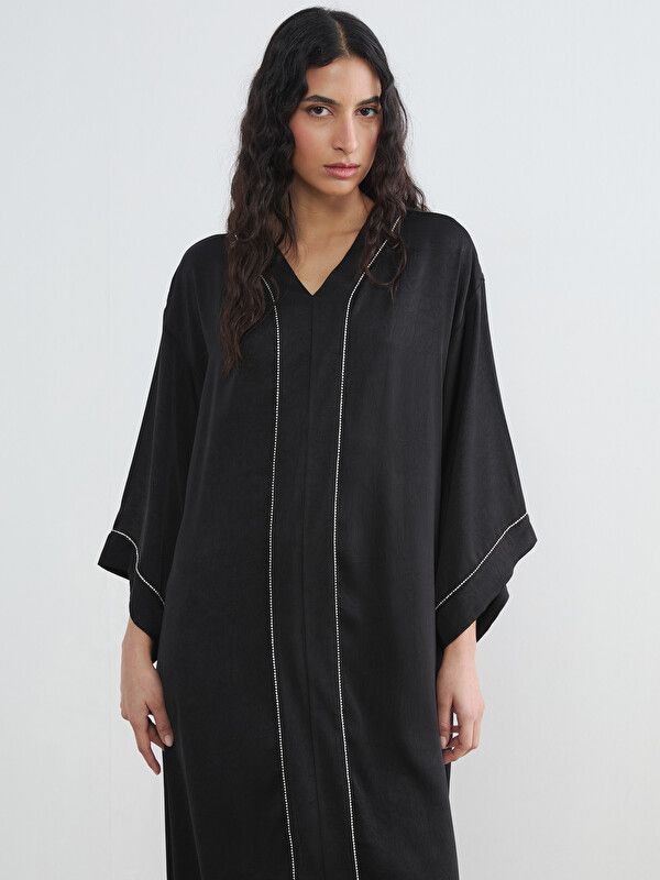Moudda LC Waikiki - Robe manches longues en tissu pour Femme couleur Noir - Tunisie 2