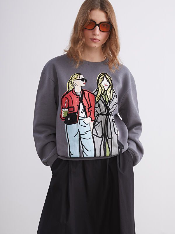 Moudda LC Waikiki - Sweatshirt en jersey Femme Anthracite - Tunisie 1