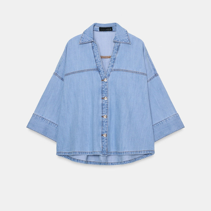Moudda ZARA - Chemise Denim Cropped - Encolure Forcée - Tunisie 1