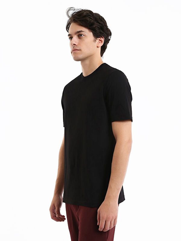 Moudda LC Waikiki - T-shirt jersey col rond manches courtes Homme Noir - Tunisie 4